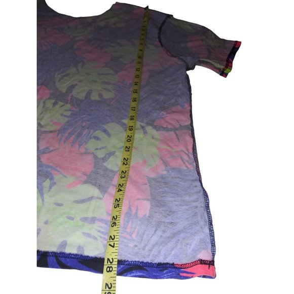 CSG Men's Neon Hawaiian Tropical Leaf Short Sleeve Tee Shirt Size 2 XL - Picture 6 of 7
